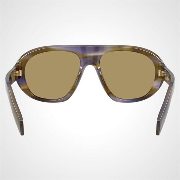 SUNNIES New PRADA Sunglasses Brown Striped Laguna Aviator Shield Mask New main image 6
